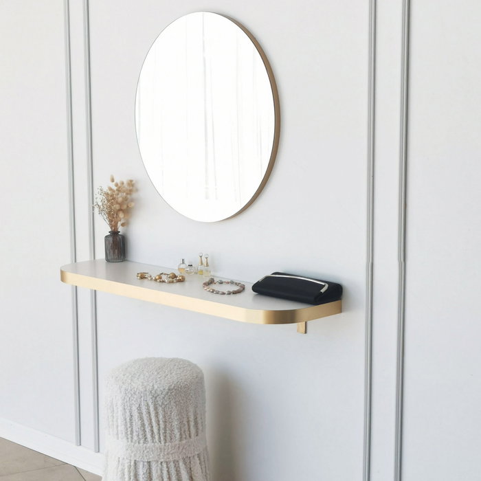 Hanah Home Espejo Dorado 60 cm Diámetro Elegante y Sofisticado para Hogar u Oficina